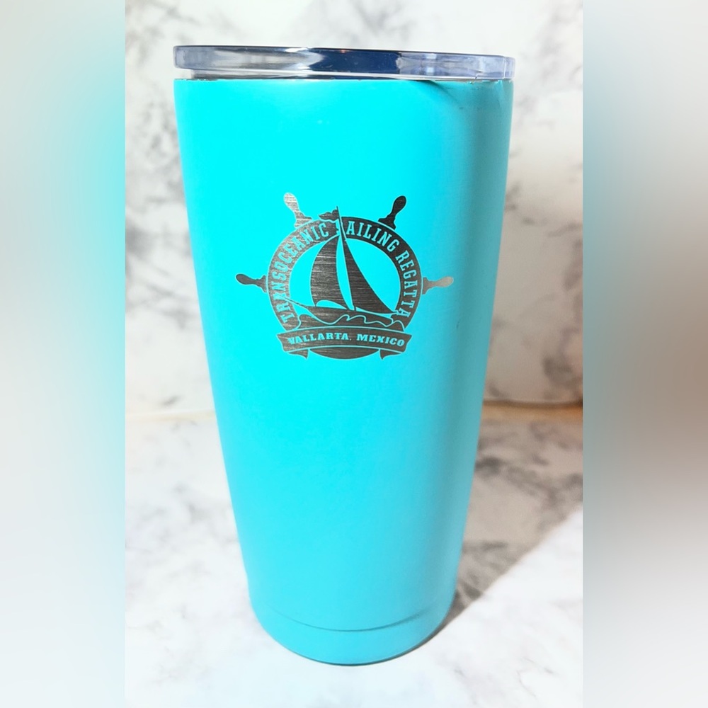 Turquoise Tumbler with Nautical Emblem (Compare to Yeti)